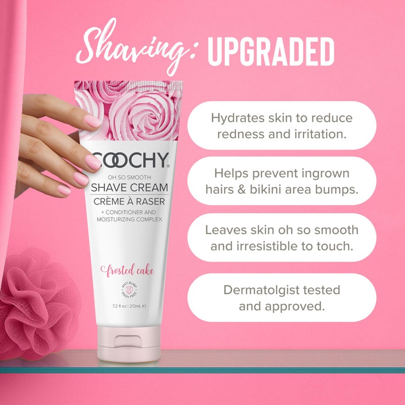 Coochy Shave Cream - Moisturizing Shave Lotion - Gentle Intimate Shaving Cream - For Bikini Area, Underarms, Legs & More - Rash-Free, Hydrating Formula - Frosted Cake, 7.2 oz - Image 2